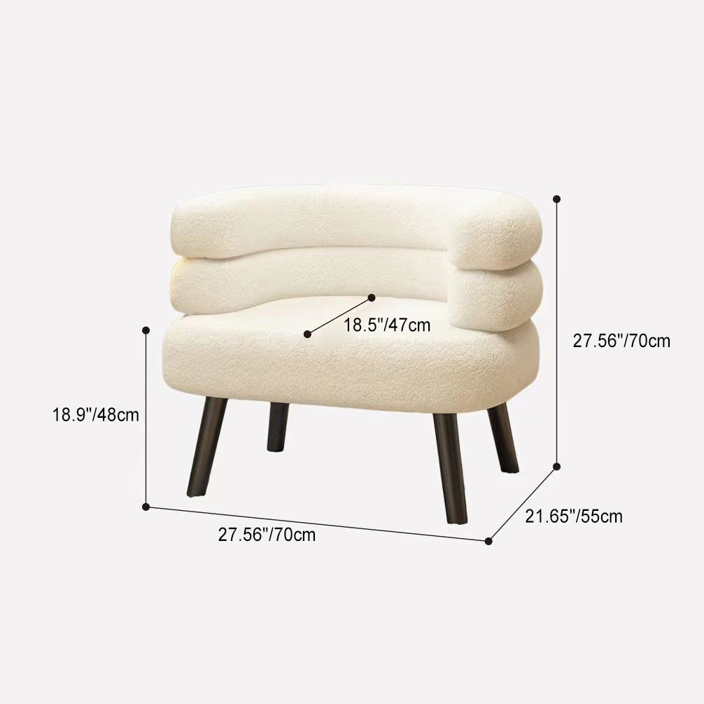 Modern Minimalist Oval Lambswool Carbon Steel Vanity Stool Backrest For Bedroom