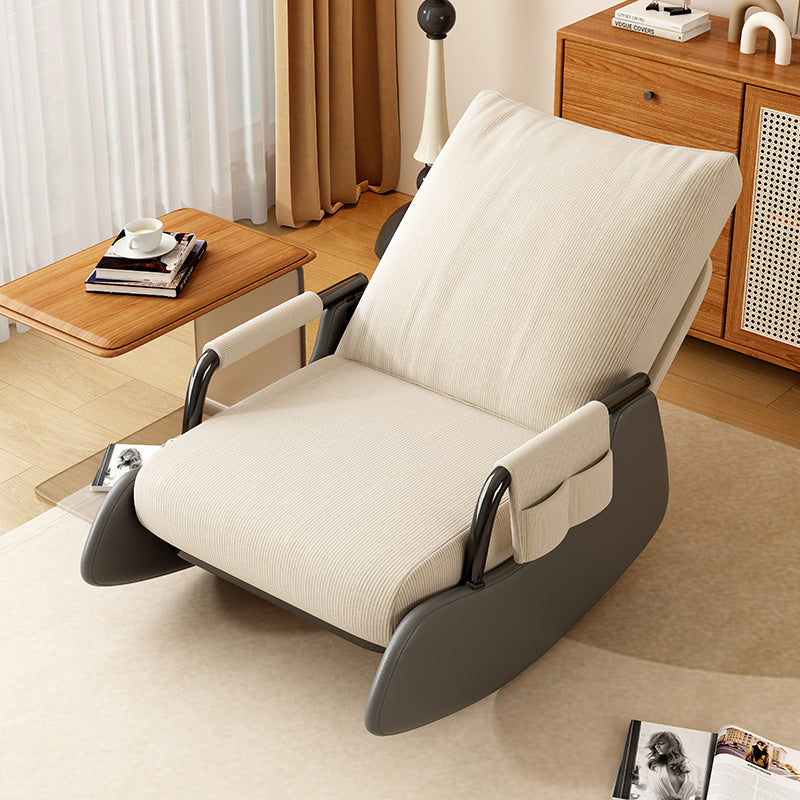 Modern Simplicity Corduroy Cotton Sponge Leather Wood Carbon Steel Square Recliner Foldable Backrest Footrest For Bedroom