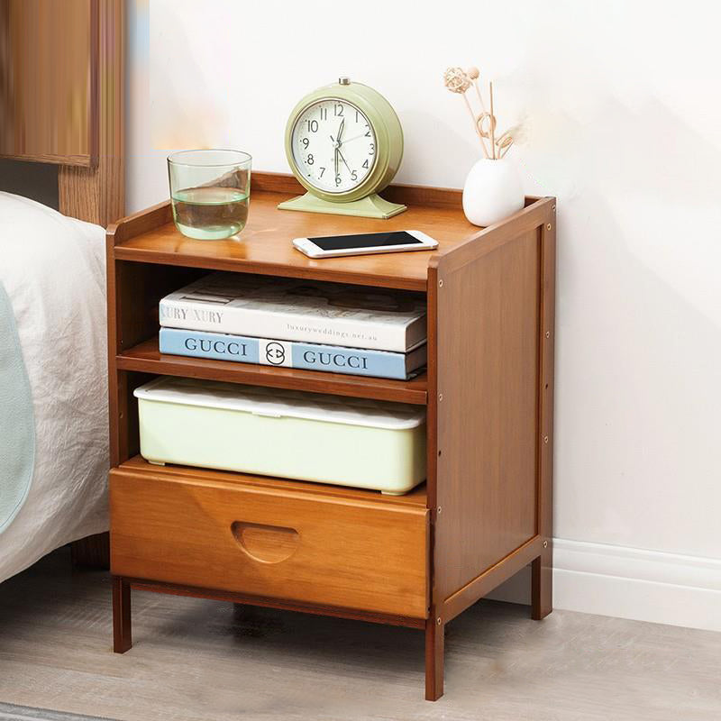 Modern Simplicity Rectangular Bamboo Nightstand 1/3 Drawers Cabinet For Bedroom