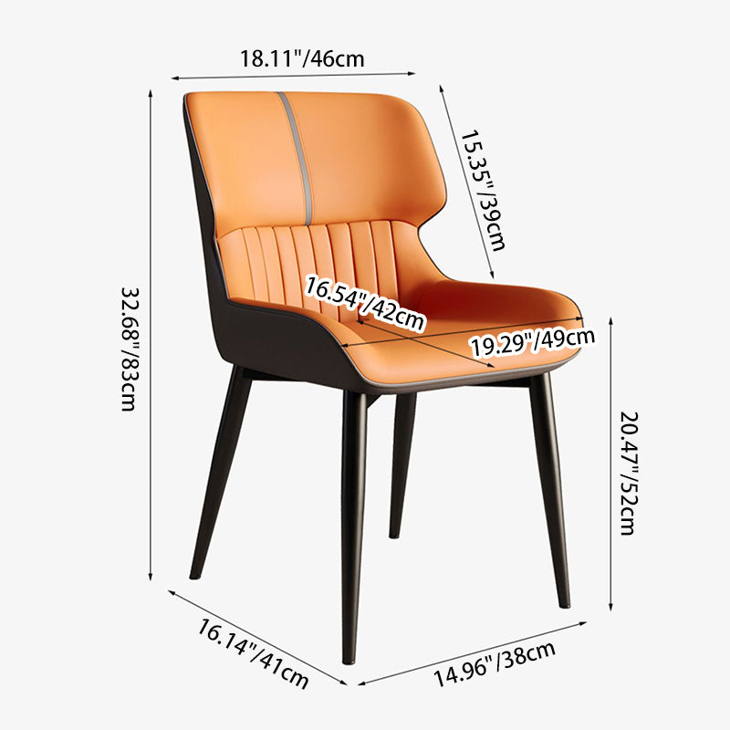 Contemporary Nordic Square Upholstered Curved Backrest Leather Carbon Steel Dining Chair For Dining Room