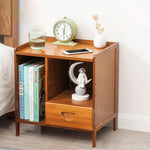 Modern Simplicity Rectangular Bamboo Nightstand 1/3 Drawers Cabinet For Bedroom