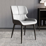 Contemporary Nordic Square Upholstered Curved Backrest Leather Carbon Steel Dining Chair For Dining Room