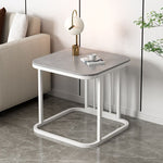 Modern Minimalist Rectangular Square Rock Slab Iron End Table For Living Room