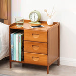 Modern Simplicity Rectangular Bamboo Nightstand 1/3 Drawers Cabinet For Bedroom