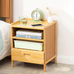 Modern Simplicity Rectangular Bamboo Nightstand 1/3 Drawers Cabinet For Bedroom