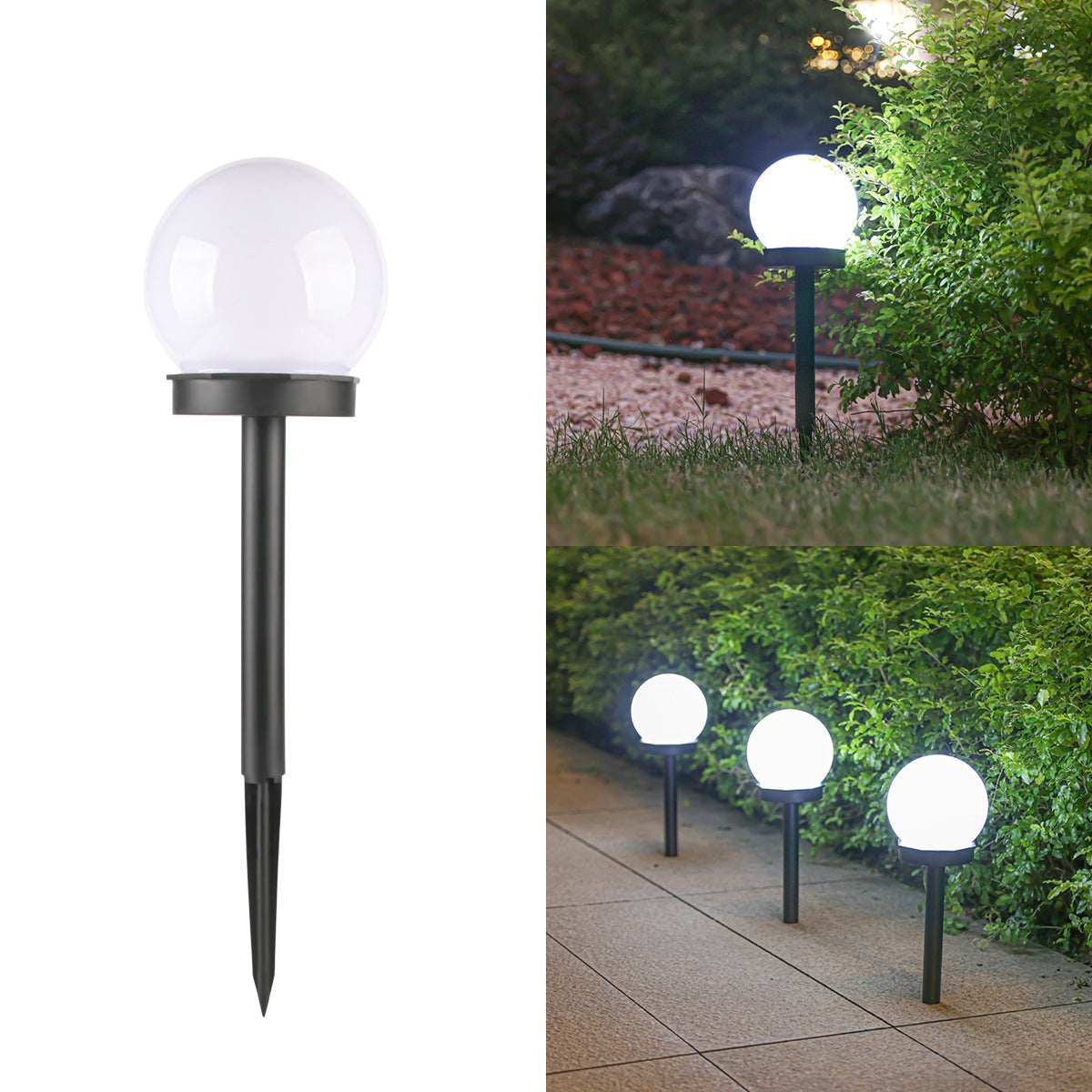 Modern Minimalist Waterproof Solar Globe ABS LED Landscape Light For Garden