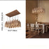 Contemporary Creative Rectangular Wooden 8-Light Island Light Chandelier For Dining Room