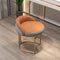 Contemporary Nordic Round Iron Leather Vanity Stool Backrest Armless For Bedroom