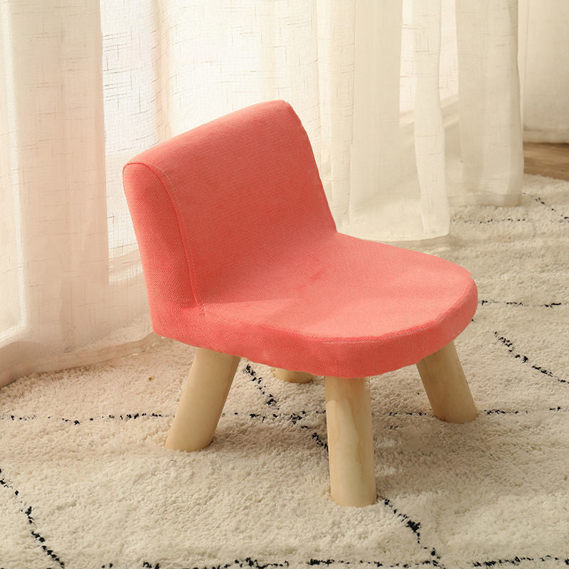 Contemporary Creative Square Cotton Linen Solid Wood Chair Backrest Armless For Living Room