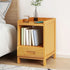 Modern Minimalist Rectangular Desktop Bamboo Nightstand 1/2-Drawer For Bedroom