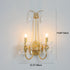 Contemporary Luxury Iron Crystal Pearl Teardrop Pendant Candlestick Holder 2-Light Wall Sconce Lamp For Living Room