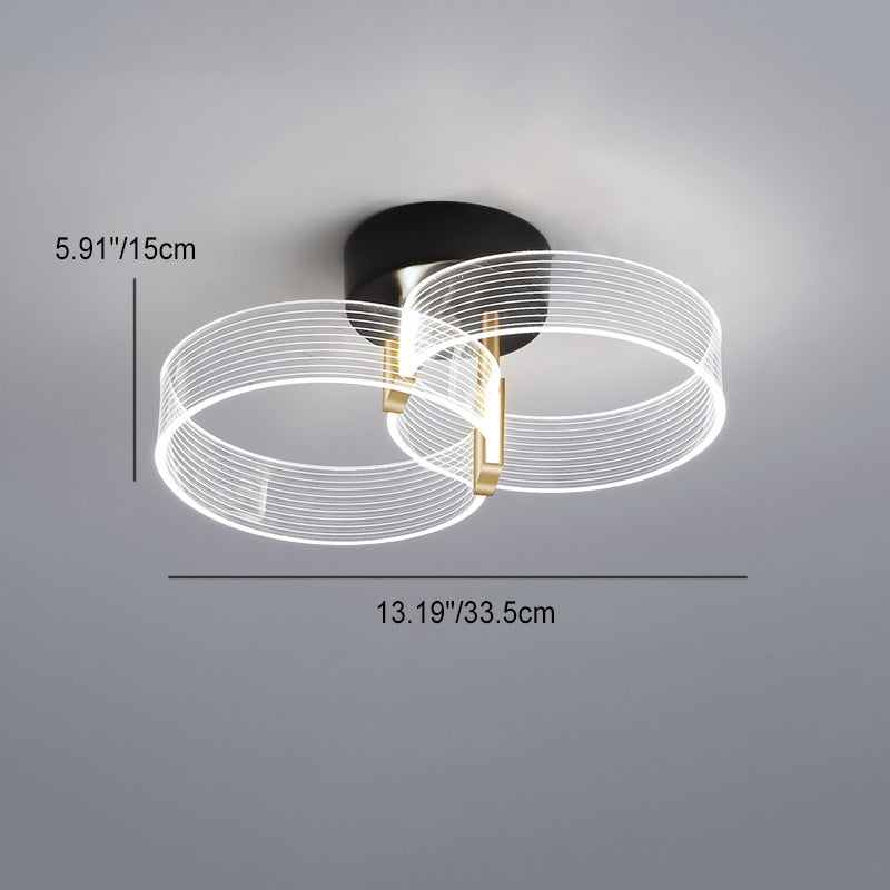 Modern Minimalist Multi Round Aluminum Acrylic LED Semi-Flush Mount Ceiling Light For Living Room