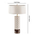 Modern Mid-Century Cylindrical Circular Hexagonal Column Leather Fabric Metal 1-Light Table Lamp