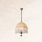 Traditional French Round Tassel Iron Wood Fabric 3-Light Pendant Light For Living Room