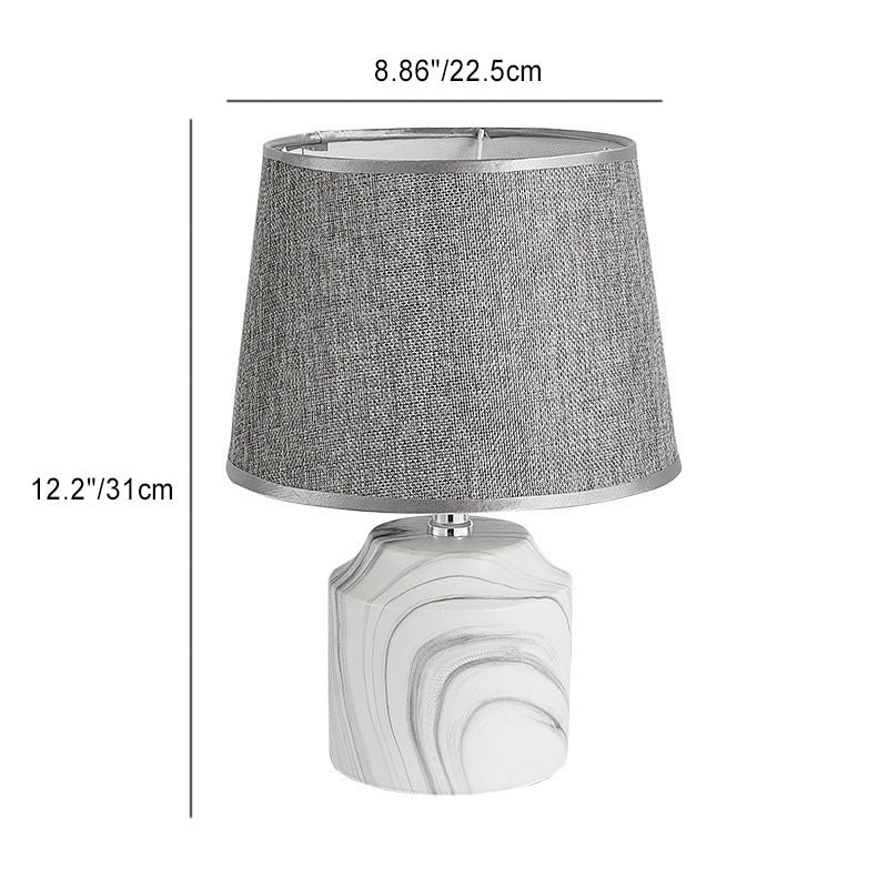 Contemporary Vintage Cylinder Vase Base Ceramic Fabric 1-Light Table Lamp For Bedroom