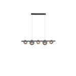 Modern Minimalist Stainless Steel Vertical Grain Glass Disc LED Island Light Chandelier For Entertainment Room