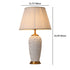 Modern Minimalist Cylinder Ceramic Fabric 1-Light Table Lamp For Bedroom