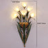 Contemporary Creative Tulip Frosted Glass Shade Iron Frame 6-Light Wall Sconce Lamp For Living Room