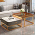 Modern Luxury Square Glass Top Nesting Coffee Table Drawer For Living Room