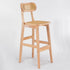 Modern Minimalist PU Leather Rattan Upholstered Rubberwood Counter Stool Open Back Footrest For Kitchen
