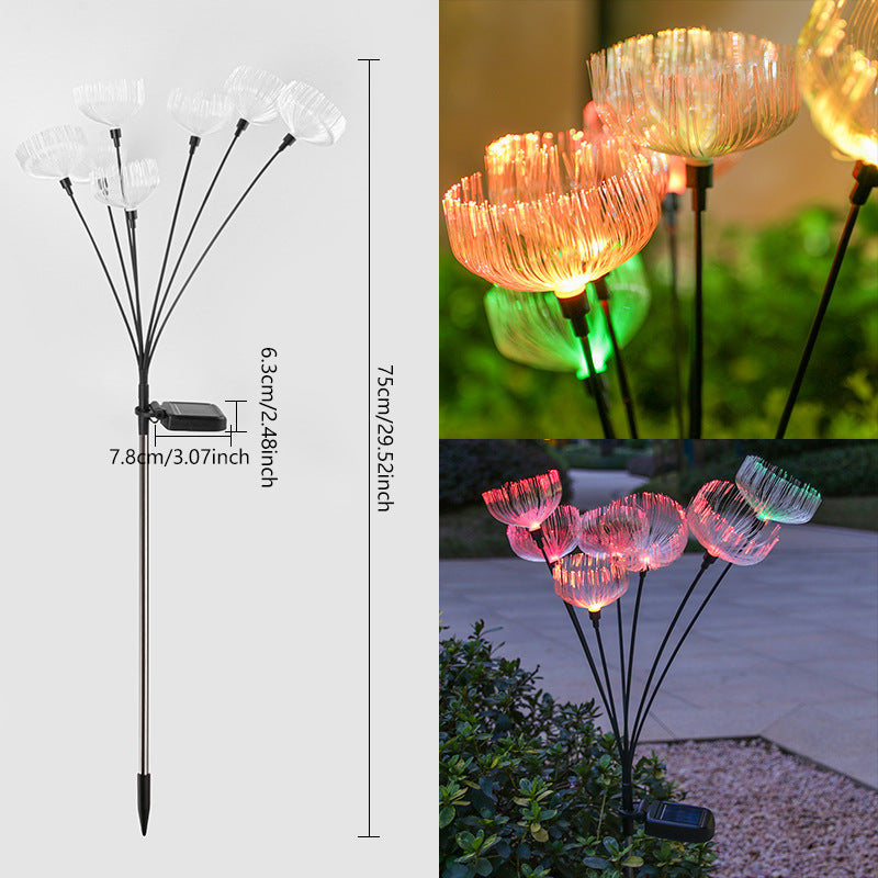 Contemporary Creative Waterproof Solar Jellyfish Stainless Steel Fiber Optic ABS LED Outdoor Landscape Light For Garden