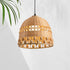 Traditional Chinese Round Dome Bamboo Weaving Hollow 1-Light Pendant Light For Living Room