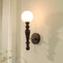 Contemporary Retro Wood Aluminum Glass Ball 1-Light Wall Sconce Lamp For Bedroom