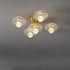 Modern Luxury Brass Acrylic Lotus Leaf Polyhedron Ball 5/11 Light Semi-Flush Mount Ceiling Light For Living Room