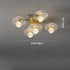 Modern Luxury Brass Acrylic Lotus Leaf Polyhedron Ball 5/11 Light Semi-Flush Mount Ceiling Light For Living Room