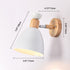 Modern Minimalist Round Horn Aluminum Wood 1-Light Wall Sconce Lamp For Bedroom