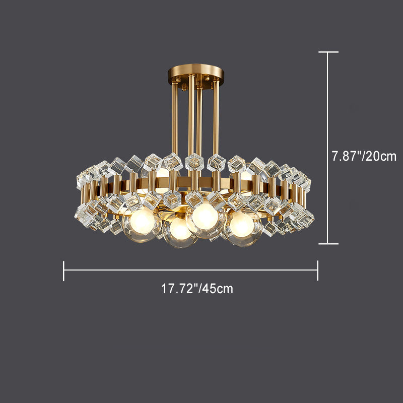 Modern Luxury Gold Finish Frame Colorful Glass Shade 6/8/10-Light Chandelier For Living Room