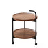 Modern Minimalist Round Iron Wood Coffee Table 2-Tier For Living Room