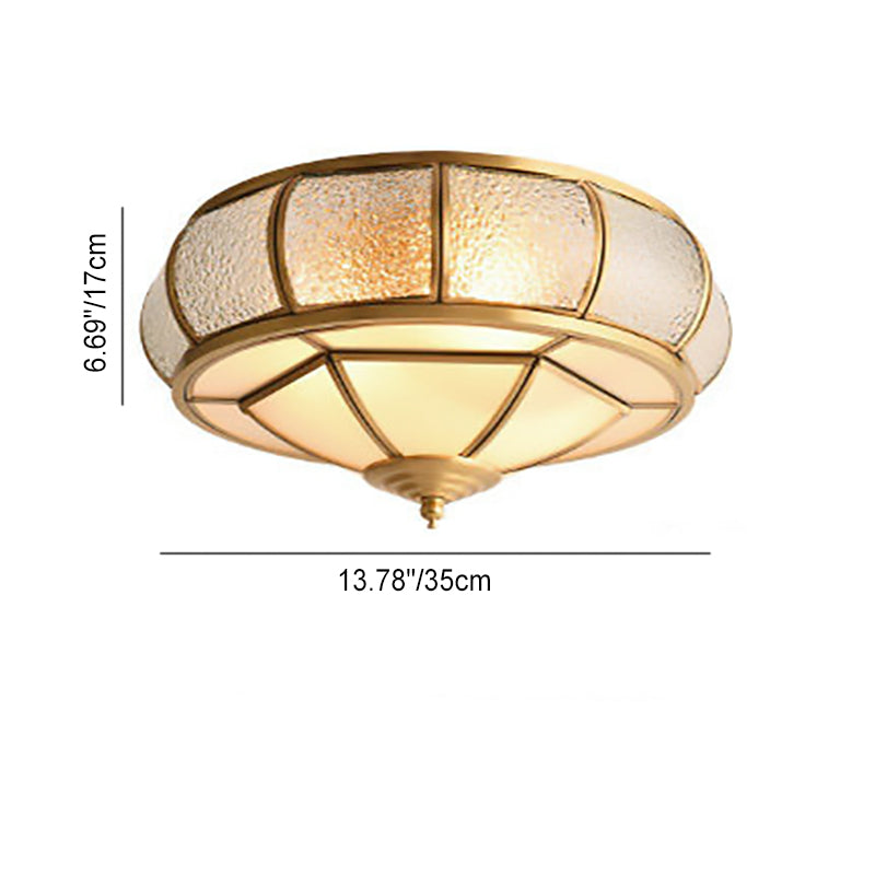 Contemporary Luxury Oval Dome Full Copper Glass 3/4/6 Light Flush Mount Ceiling Light For Bedroom