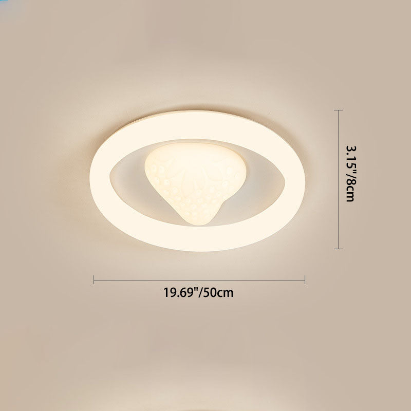 Modern Minimalist Round Strawberry Iron Acrylic LED Flush Mount Ceiling Light For Bedroom