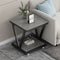 Modern Minimalist Square Rock Slab Stainless Steel Removable Side Table 2-Tier For Living Room