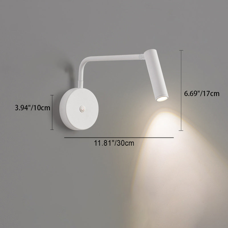 Modern Minimalist Cylindrical Rotatable Iron Aluminum LED Wall Sconce Lamp For Bedroom