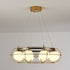 Contemporary Scandinavian Iron Glass Ball Round Strip LED Chandelier For Dinning Room