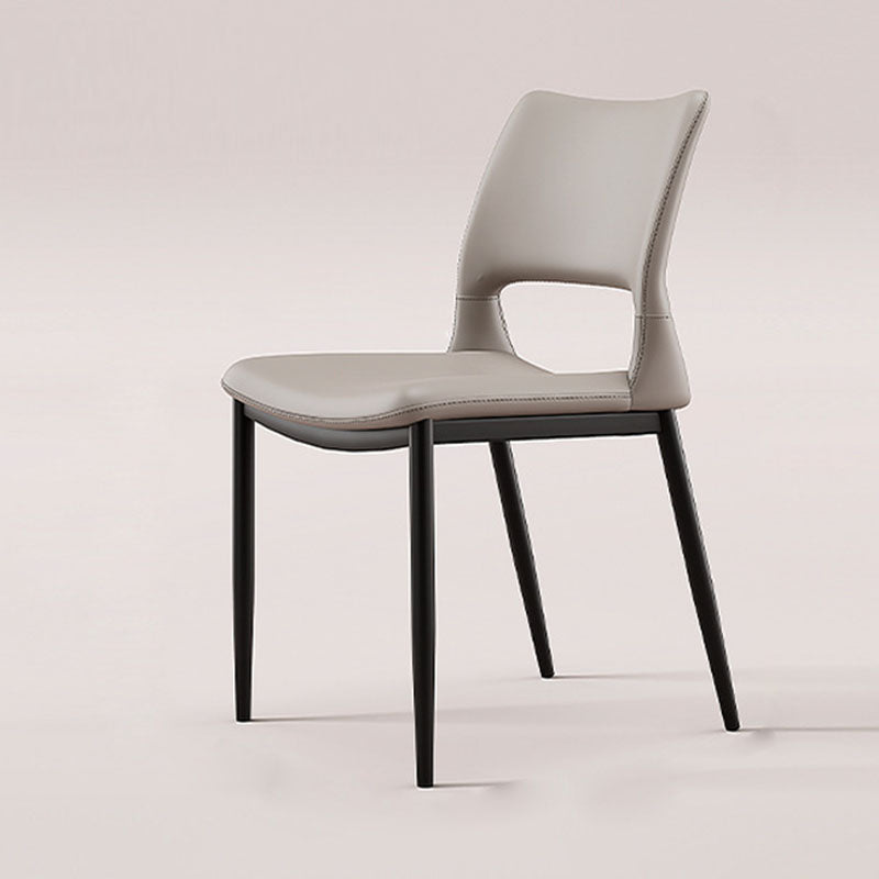 Contemporary Nordic Square Curved Upholstered Hollowed Out Leather Carbon Steel Dining Chair Backrest For Dining Room