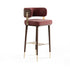 Modern Luxury Square Flannel Wood Legs Bar Stool Low Back Footrest For Dining Room