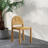 Traditional Vintage Square Wood Rattan Chair Backrest Armless For Living Room