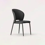 Modern Minimalist Microfiber Leather Carbon Steel Square Curved Dining Chair Backrest For Dining Room