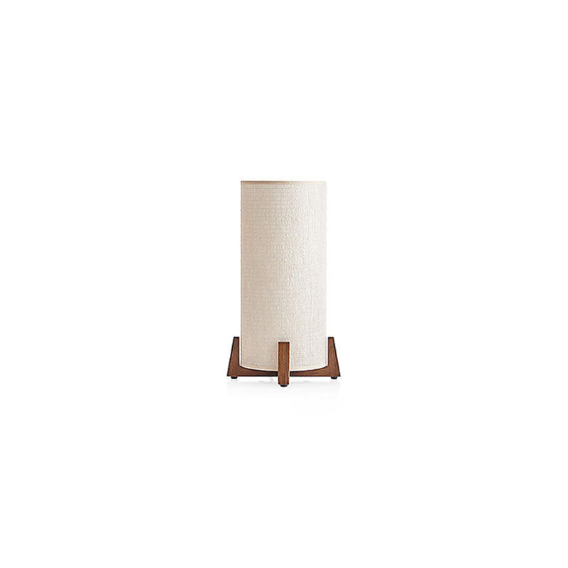 Traditional Japanese Cylinder Wooden Fabric 1-Light Table Lamp For Bedroom