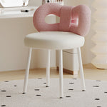 Modern Art Deco Butterfly Knot Round Leather Iron Vanity Stool Backrest Armless For Bedroom