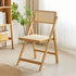 Modern Minimalist Foldable Square Rattan Wood Dining Chair Backrest Armrest For Dining Room