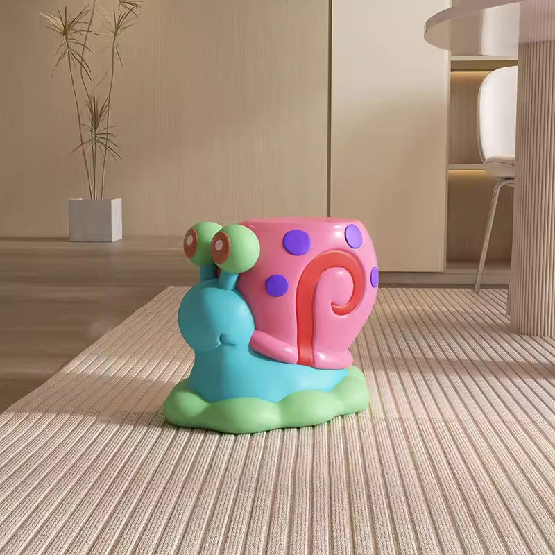 Contemporary Creative Cartoon Snail Design Resin Low Stool For Living Room