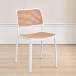 Contemporary Simplicity Square Rattan-like Plastic Stackable Dining Chair Armrest Backrest For Dining Room