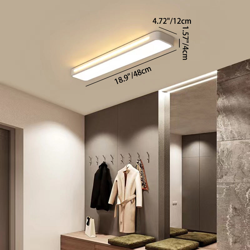 Modern Minimalist Rectangle Iron Acrylic LED Flush Mount Ceiling Light For Bedroom