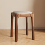 Modern Simplicity Wood Leather Sponge Square Vanity Stool Backless For Bedroom