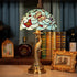 Traditional Tiffany Pastoral Butterfly Stained Glass Shade Peacock Hardware Base 1-Light Table Lamp For Home Office