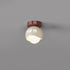 Contemporary French Cream Iron Glass Spherical Ball 1-Light Semi-Flush Mount Ceiling Light For Hallway